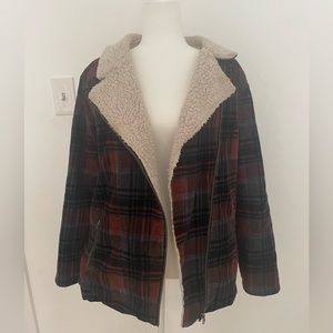 Volcom Plaid Sherpa Coat Women’s Size S